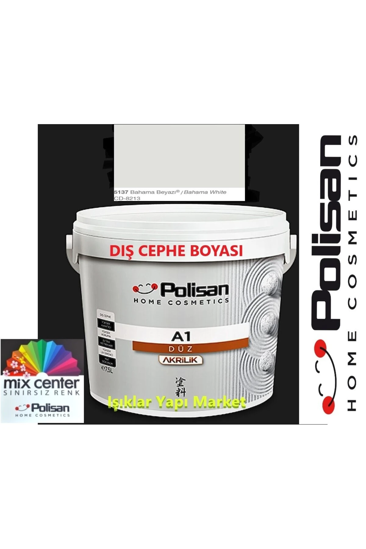 Dış Cephe Boyası-a1 Akrilik Düz-15litre(20KG.)-cd-8213 Bahama Beyazı