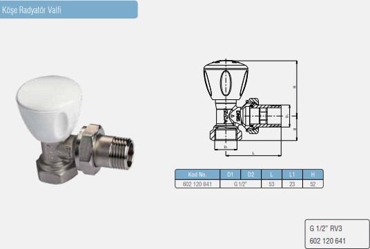 1/2 Köşe Radyatör Valfi Rv3 Eca 602120641