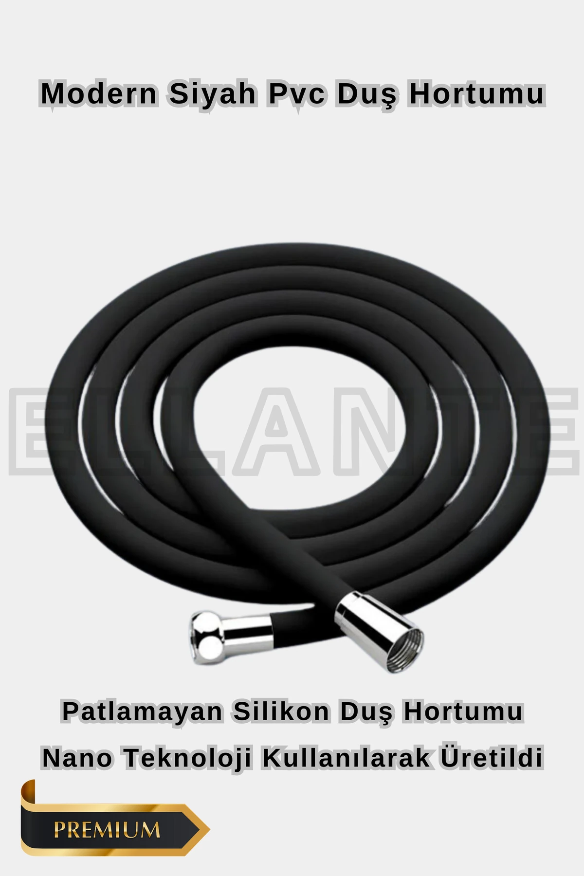 150cm Modern SİYAH Pvc Duş Hortumu, Esnek Ve Patlamaya Dayanıklı - Paslanmaz Banyo Hortumu