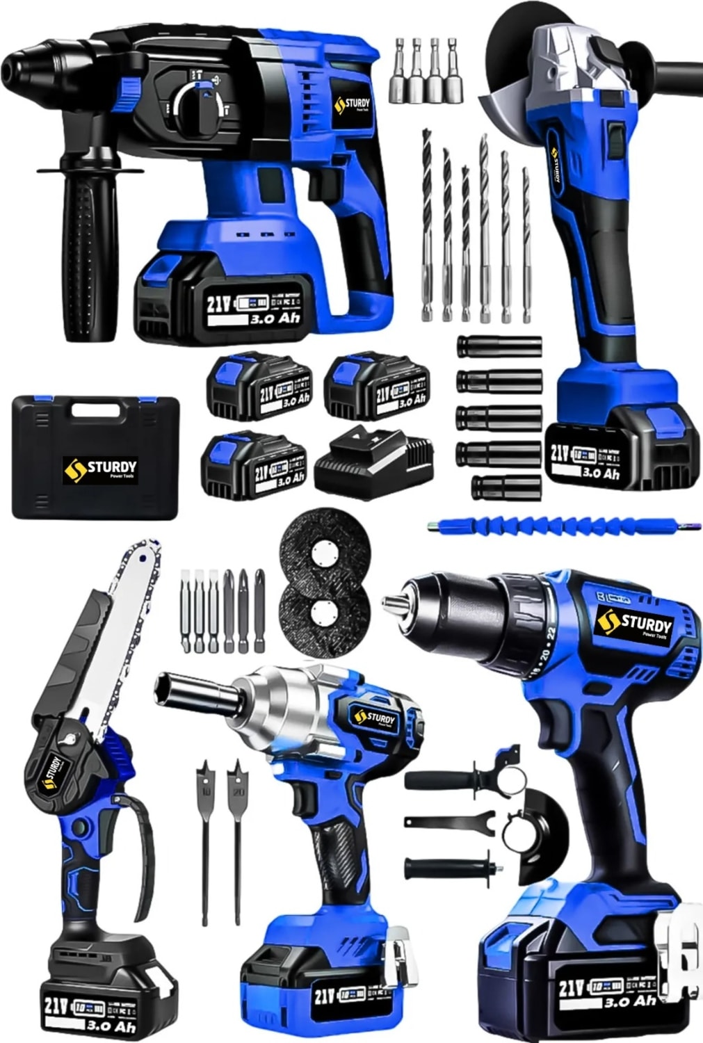 Usta Seti Kömürsüz Akülü 5li Set 2-26 Şarjlı Hilti -Taşlama-Şarjlı Somun Sıkma -ŞARZLI Darbeli Matkap -Dal Budama Testere 3 Akülü