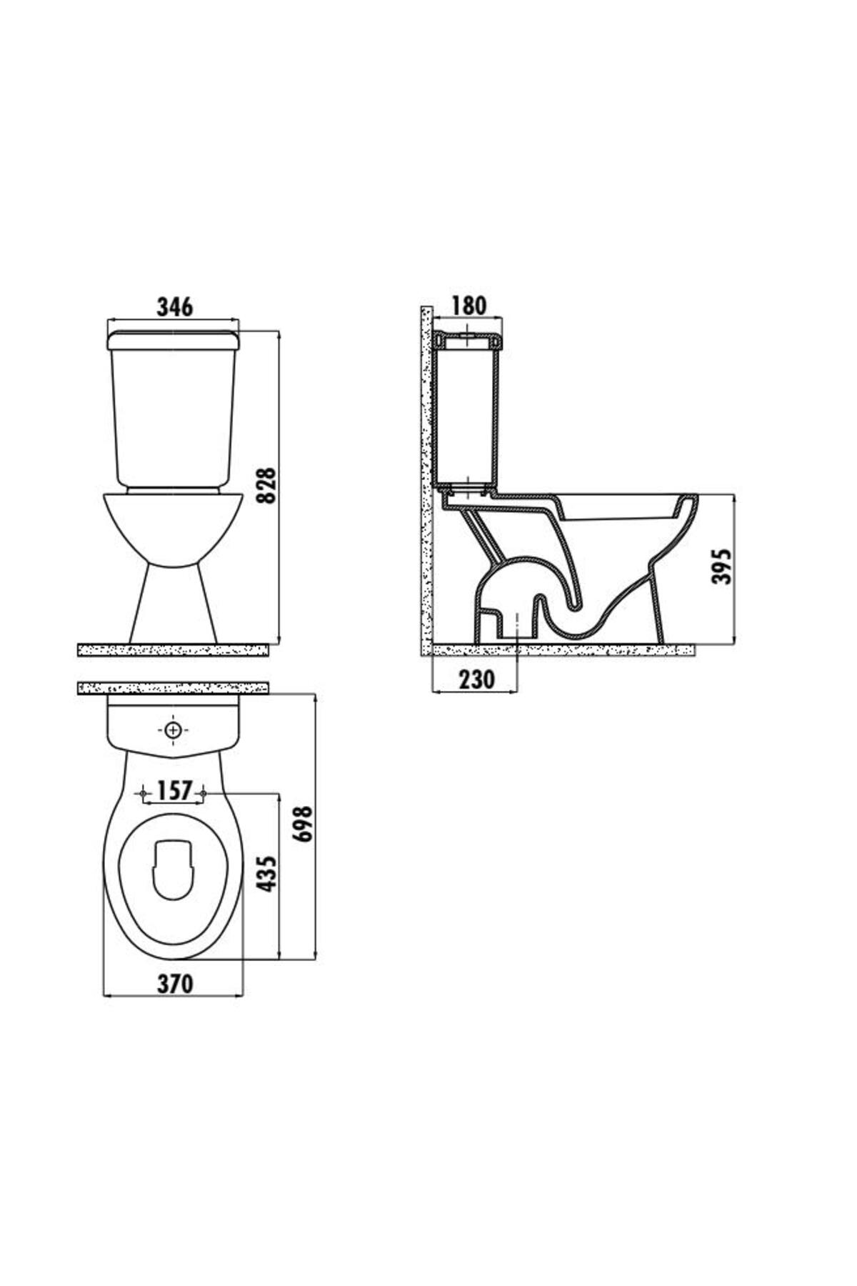 Pitta Alttan Çıkışlı Klozet Seti (4 Parça)Basic PP Kapak