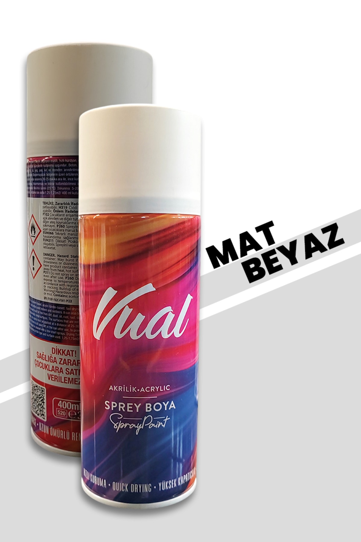 Vual Akrilik Mat Beyaz Sprey Boya 400 ml - RAL 9010