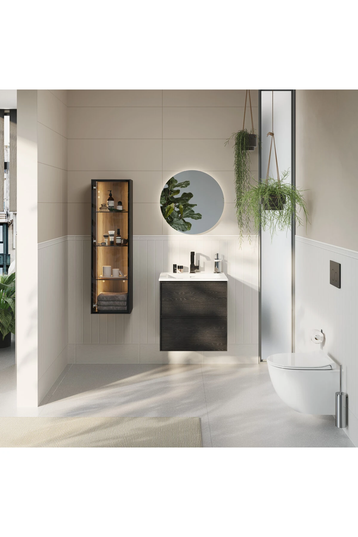 Suit A4261639 Lavabo Bataryası Yandan, Parlak Siyah