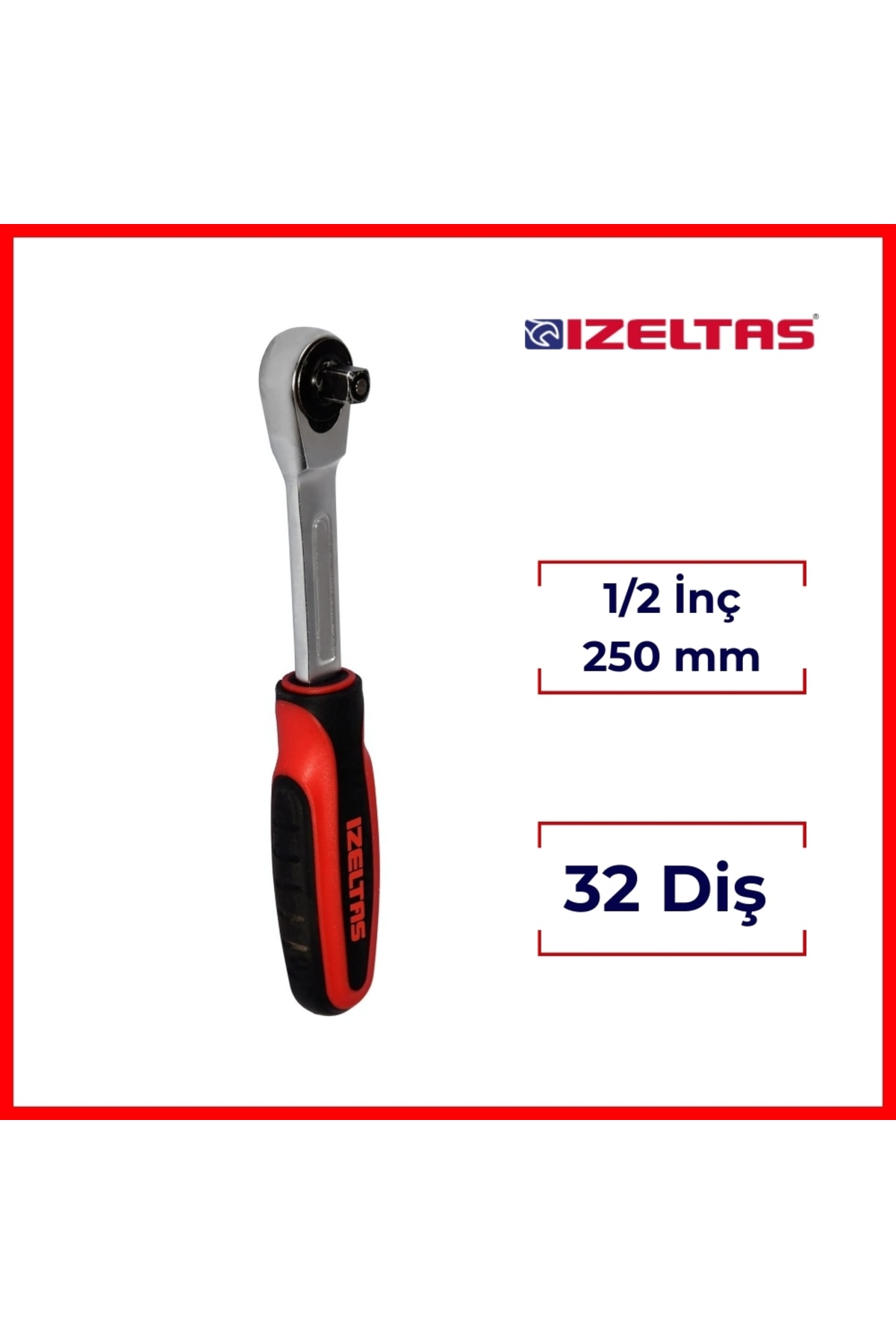 İZELTAŞ Cırcır Kolu,1/2 Inç 250mm, 32 Diş, Dayanıklı Ve Hassas Kontrol