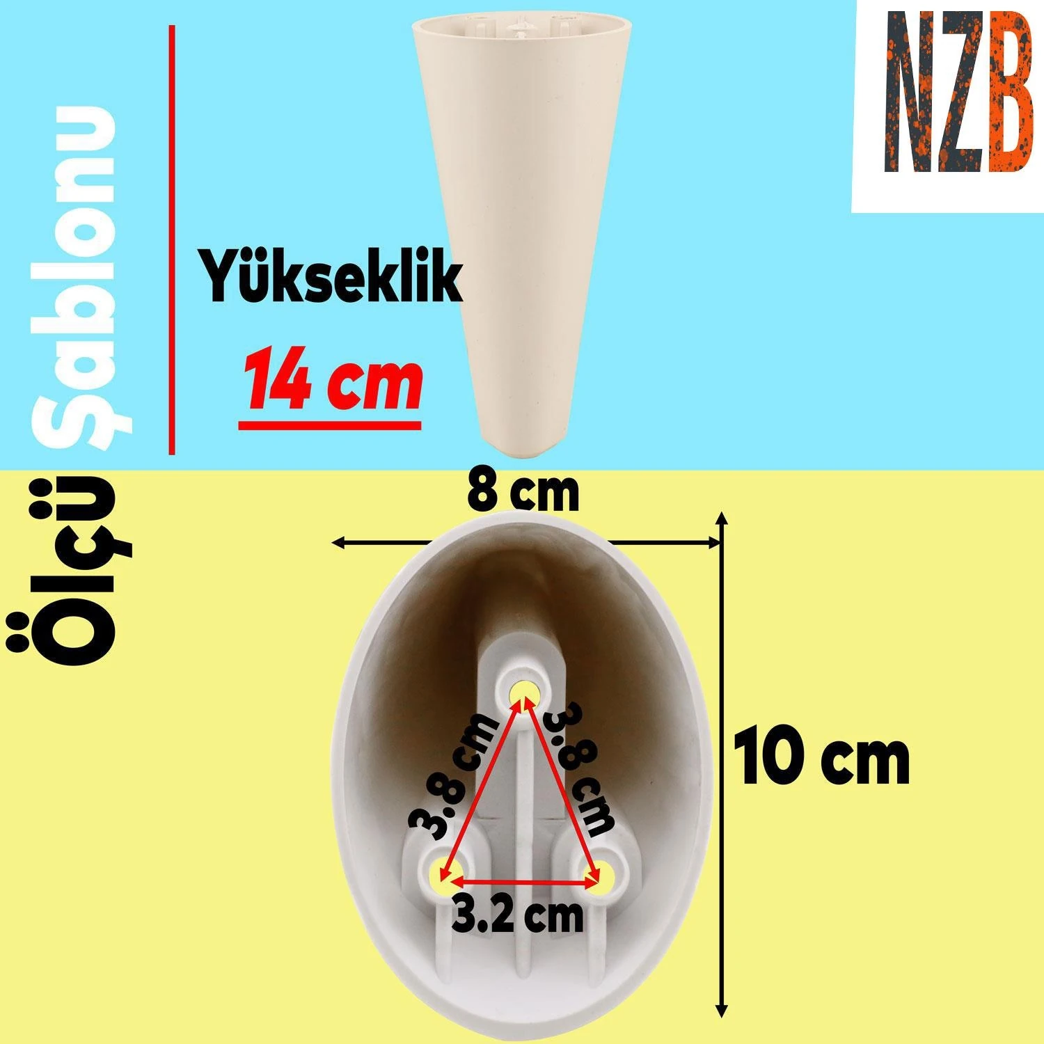 Lüks Mobilya Kanepe Sehpa Tv Ünitesi Koltuk Ayağı 14 cm Krem Baza Ayak