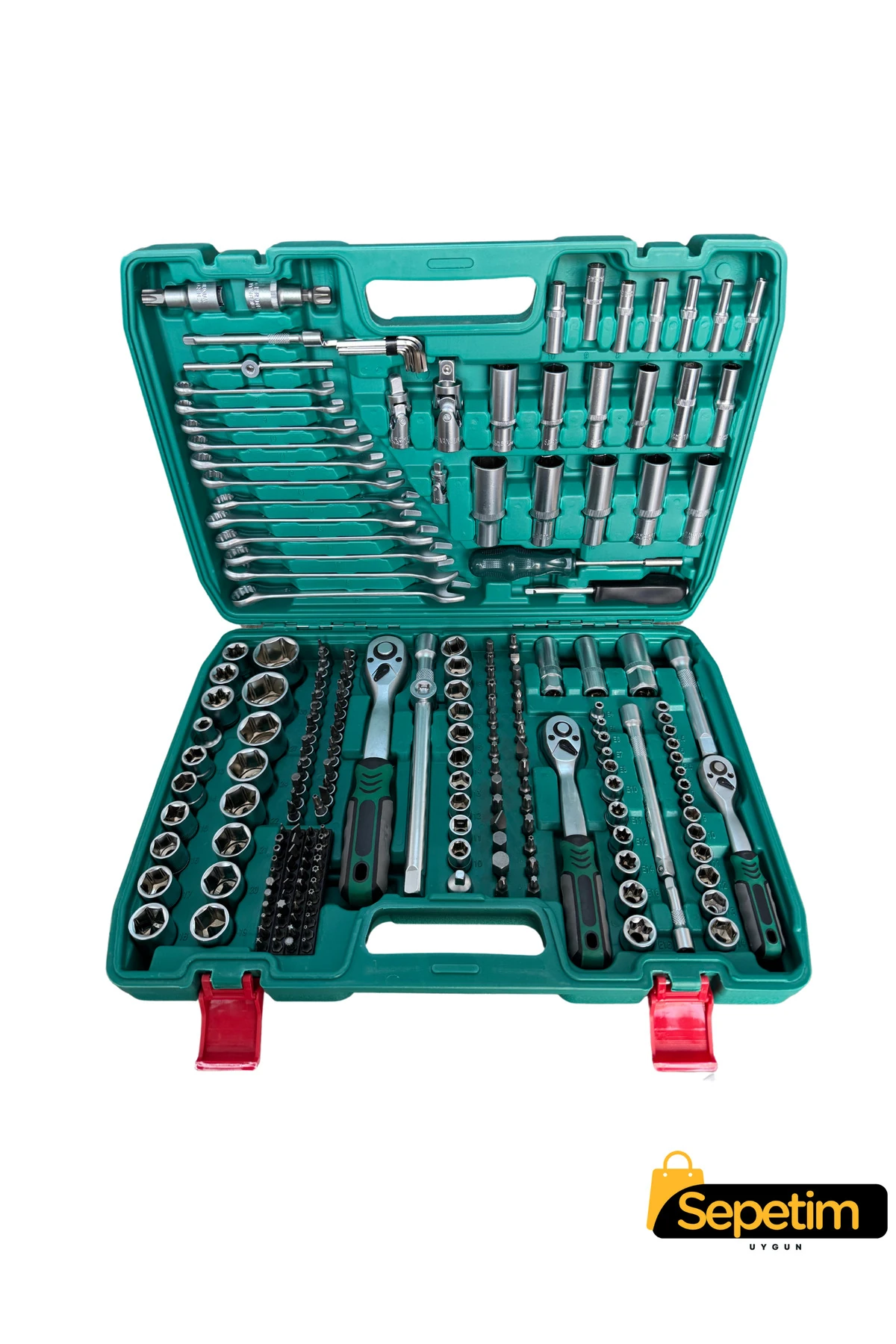 Tam Profesiyonel 72 Diş Eğik Cırcır 216 Parça Lokma Takımı Oto Tamirc 1/2-3/8-1/4