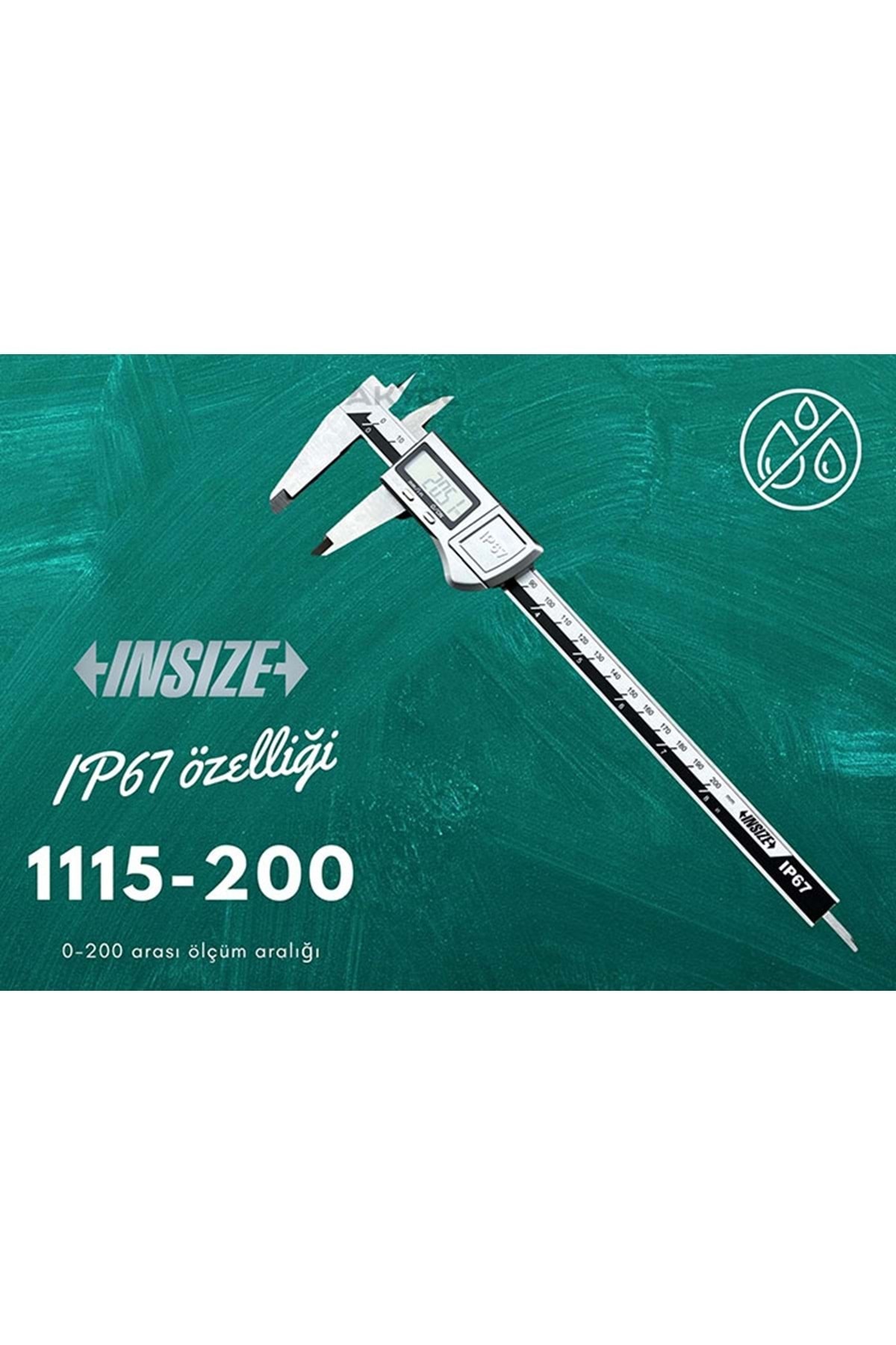 Insize 1115 Ip67 (200MM) Su Geçirmez Dijital Kumpas Uzunluk