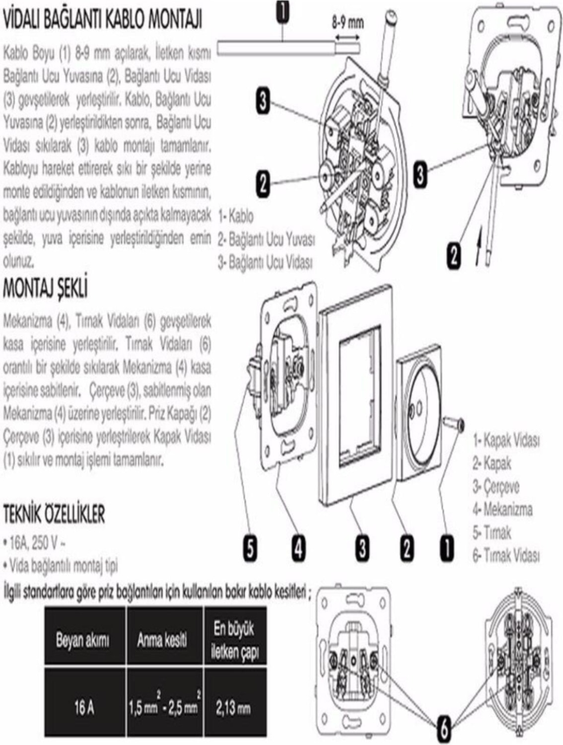 Karre Beyaz Topraklı Priz Çerçeve Dahil 12'li Paket