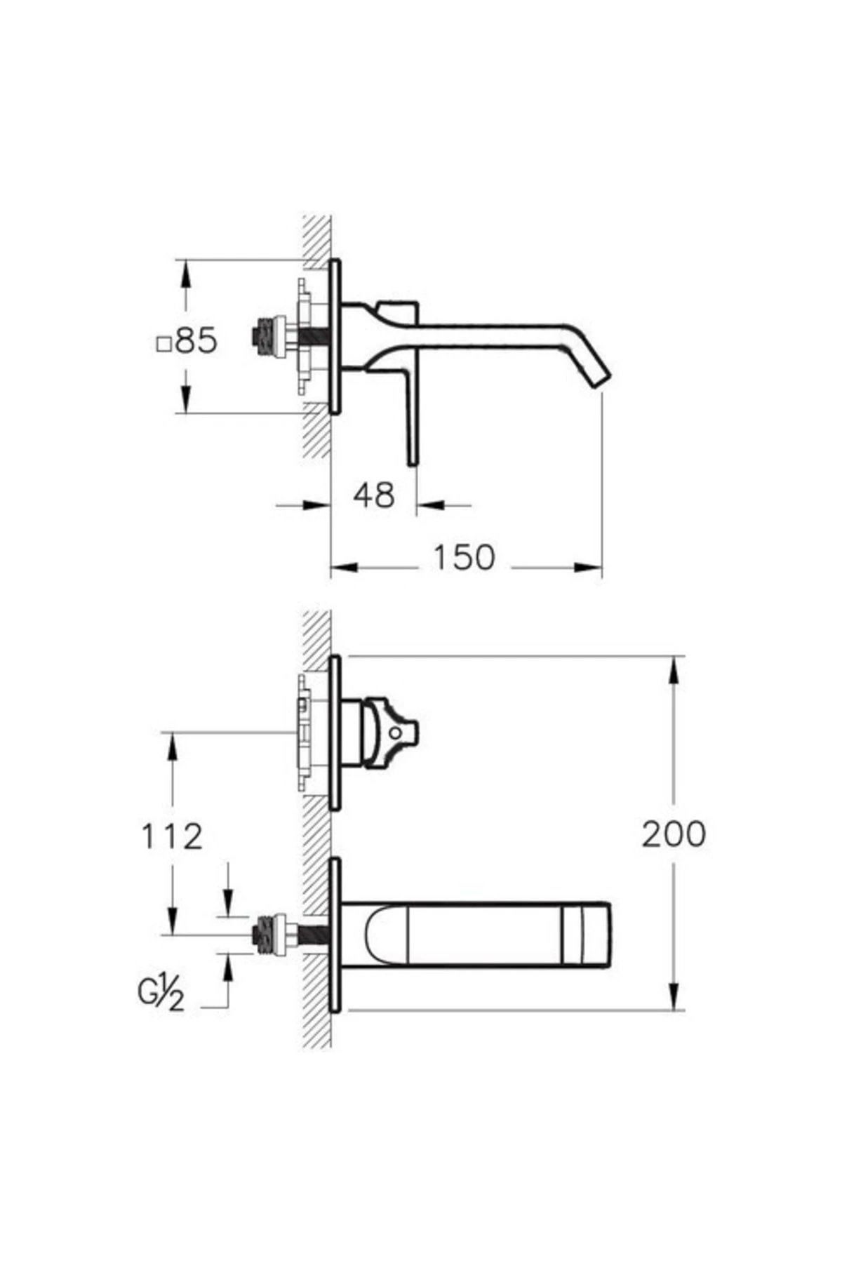 Vitra Suit A42782 Ankastre Lavabo Bataryası, Sıva Üstü, Krom