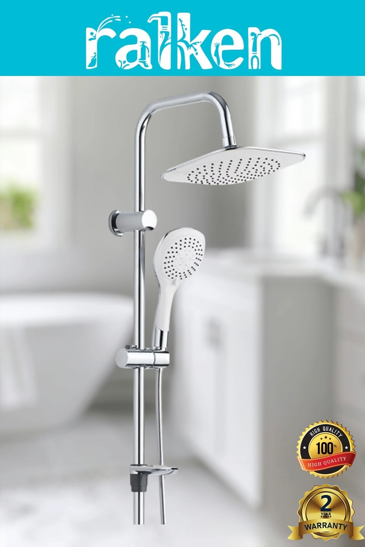 Lüx Beyaz 4’lü Banyo Seti Robot Tepe Duş, Banyo, Lavabo, Eviye Mutfak Bataryası Musluğu Başlıklı