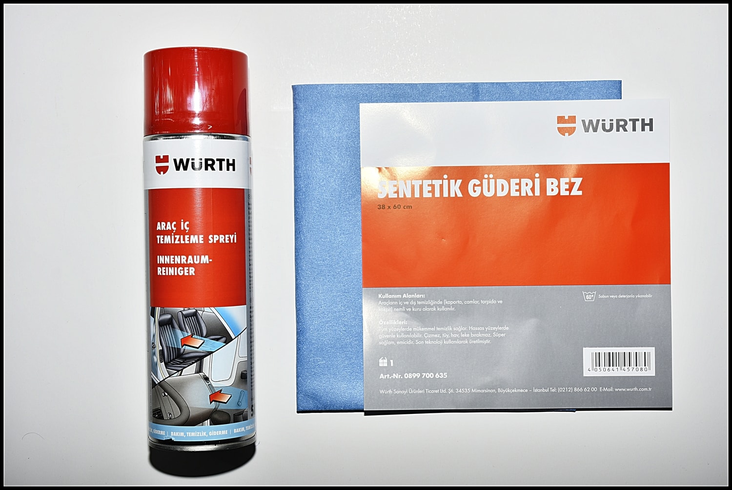 Araç İçi Köpük Temizleme 500 ml +  38*60 Sentetik Güderi Bez 2'li Set