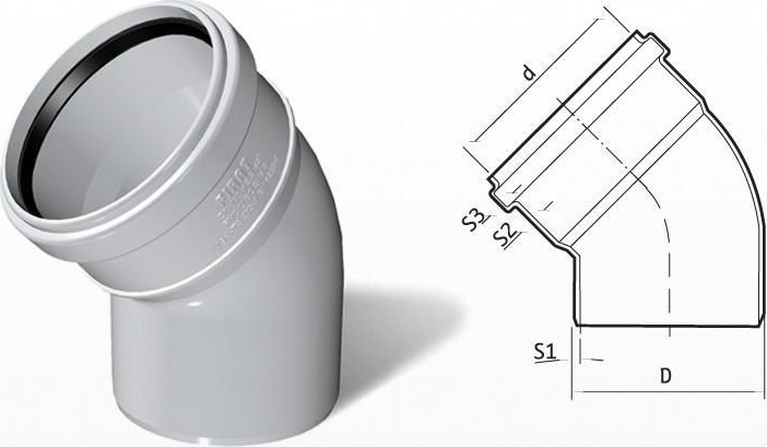 Pvc 125 x 45° Açık Dirsek