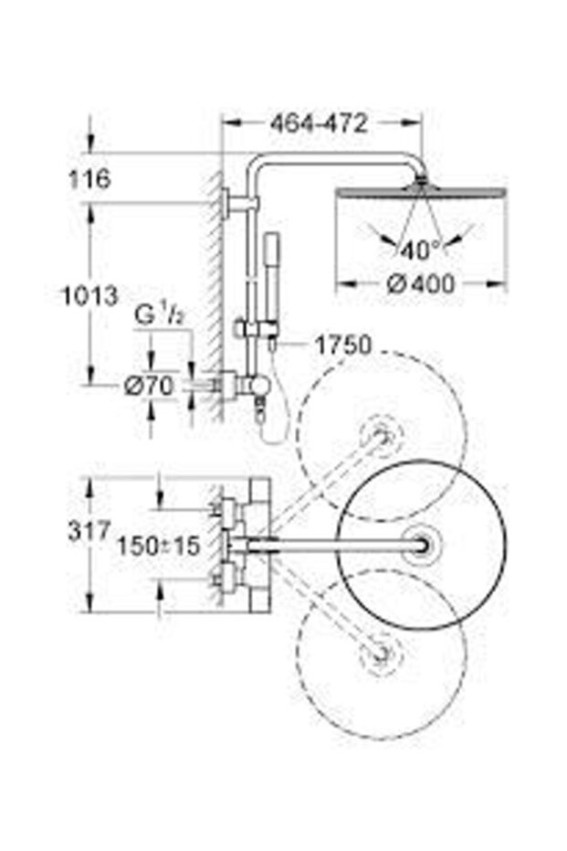 Rainshower System 400 Duvara Monte Termostatik Bataryalı Duş Sistemi 27174001