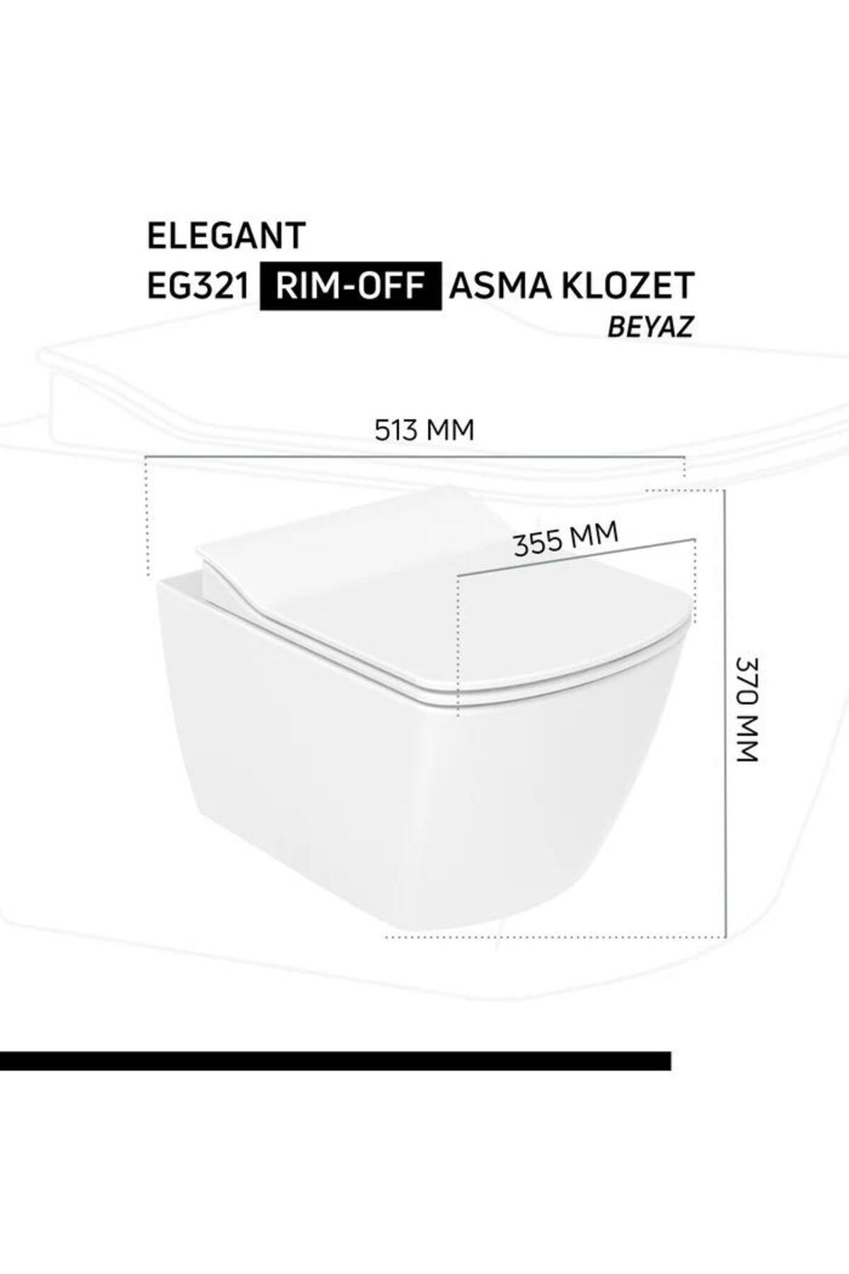 Elegant Rim-off Asma Klozet + Yavaş Kapanır Kapak + VitrA Gömme Rezervuar Set