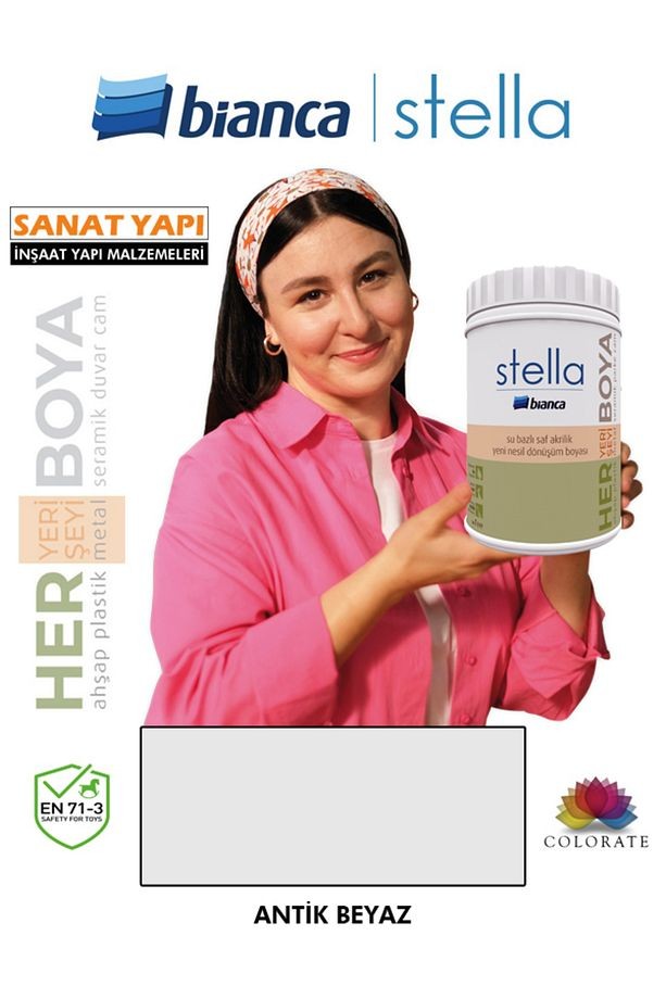 Stella Su Bazlı Boya Tezgah Dolap Mutfak Banyo Antik Beyaz 2Lt