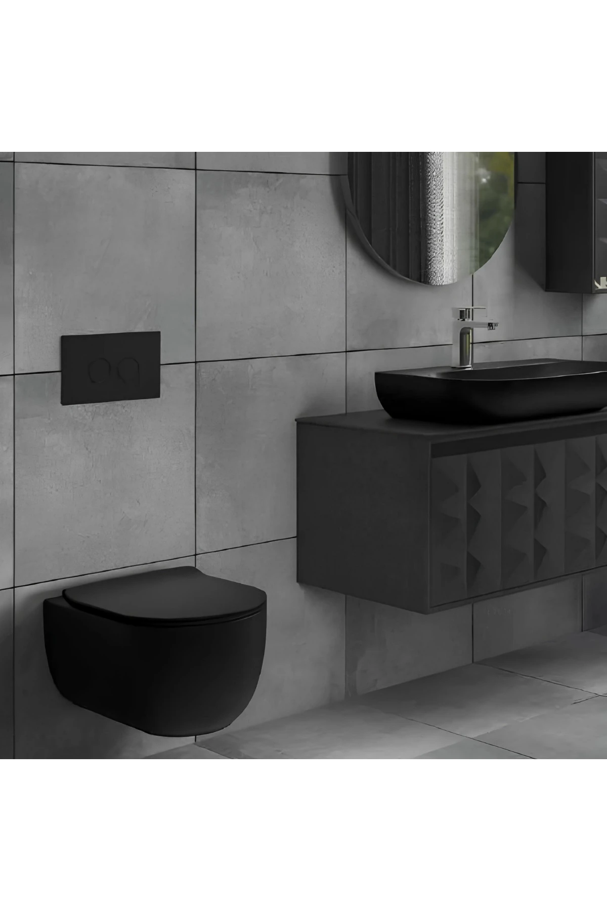 Vokha Kanalsız Siyah Asma Klozet, Vokha Duroplast Siyah Yavaş Kapak