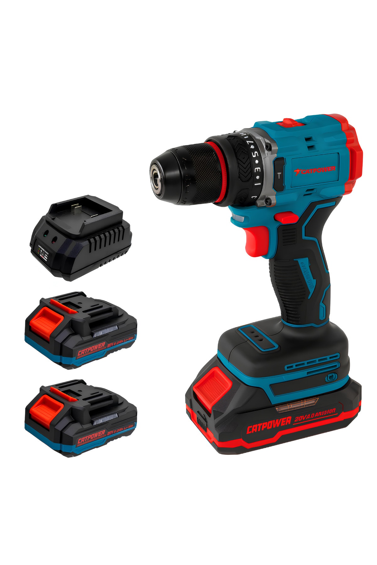 CAT POWER Catpower CAT1020 Akülü Kömürsüz Darbesiz Matkap Vidalama Çift Akülü Çantalı 10MM 20V 2.0AH