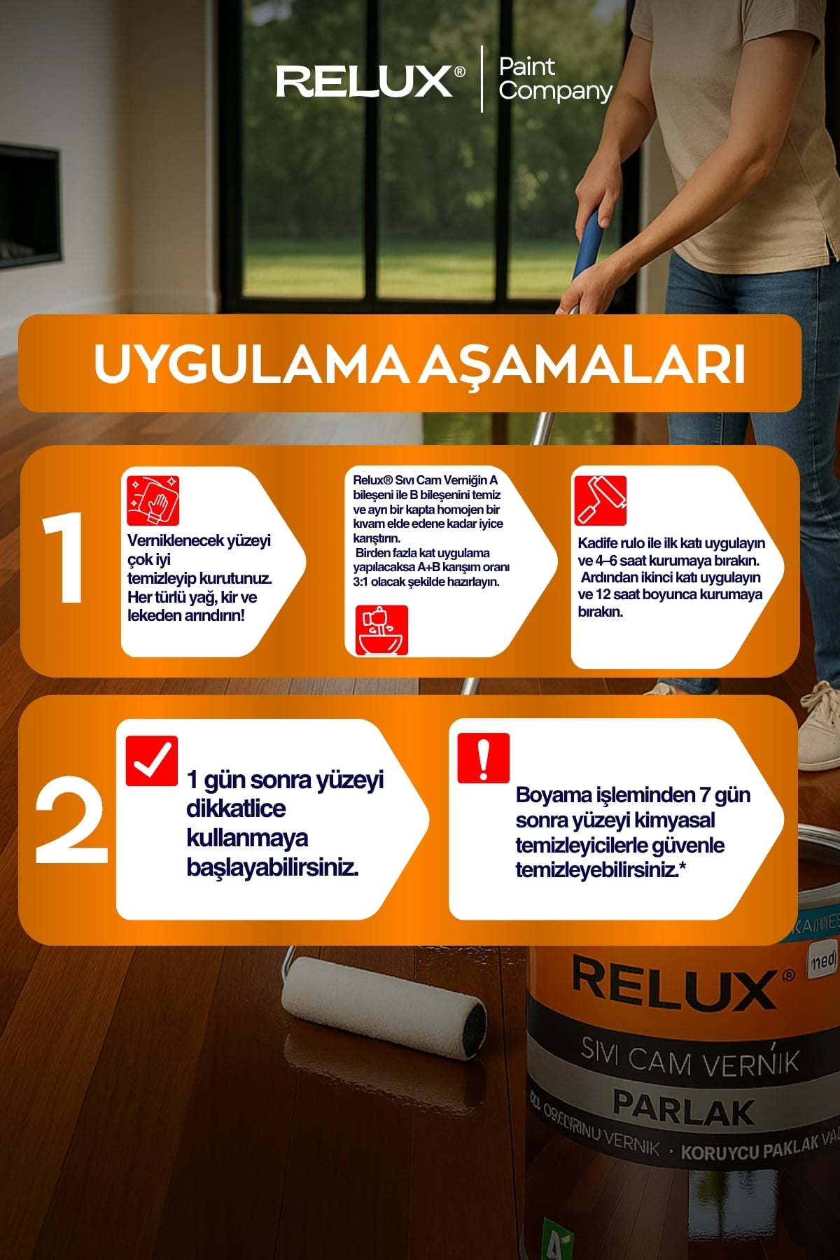 Liquid Glass Sıvı Cam – 2K Ultra Parlak Vernik, Su/Kimyasal Dayanım, Tezgâh-Fayans-Ahşap 3.3LT