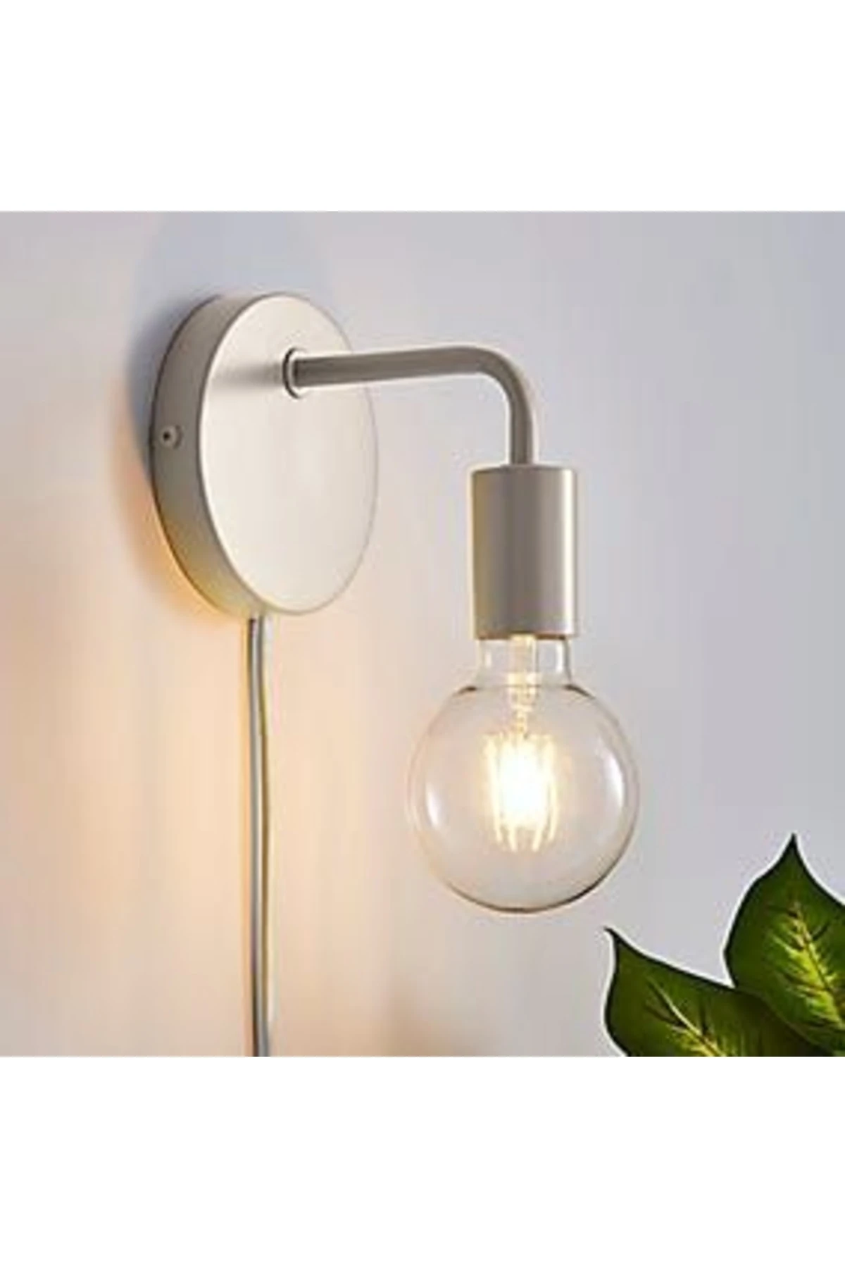 Retro Metal Rustik Kablolu Anahtarlı Beyaz Duvar Aplik