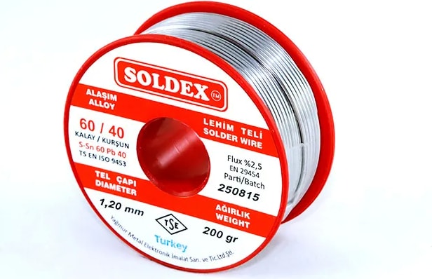 60-40 Lehim Teli 200 gr 0,50 mm - Sn:60 / Pb:40 - Lisinya