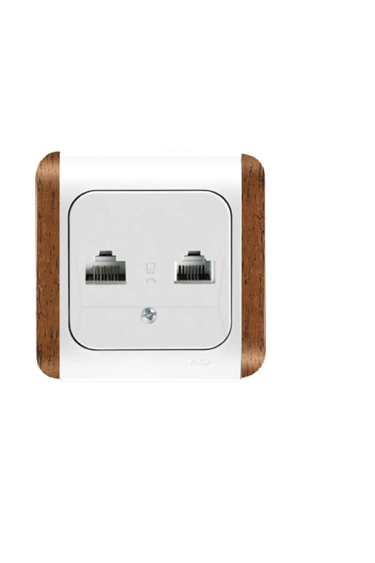 Kardelen İkili Nümeris Telefon Prizi Maun Kordonlu Çerçeveli