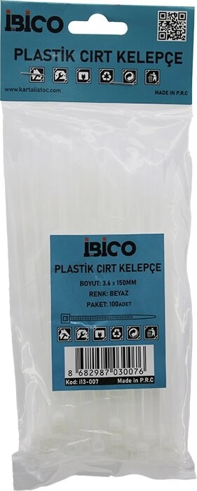 Beyaz 3.6X150MM Plastik Cırt Kelepçe 100PCS (5067)