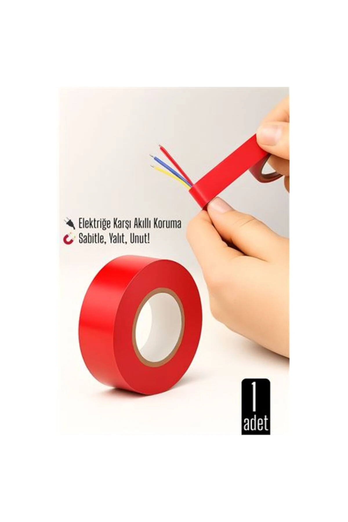 KIRMIZI Elektrik Bandı – Yüksek Yalıtım Gücü, Kablo Sabitleme ve Elektrik Koruma İçin