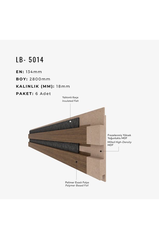 AGT Duvar Lambri Profili Lb 5014- TEAK