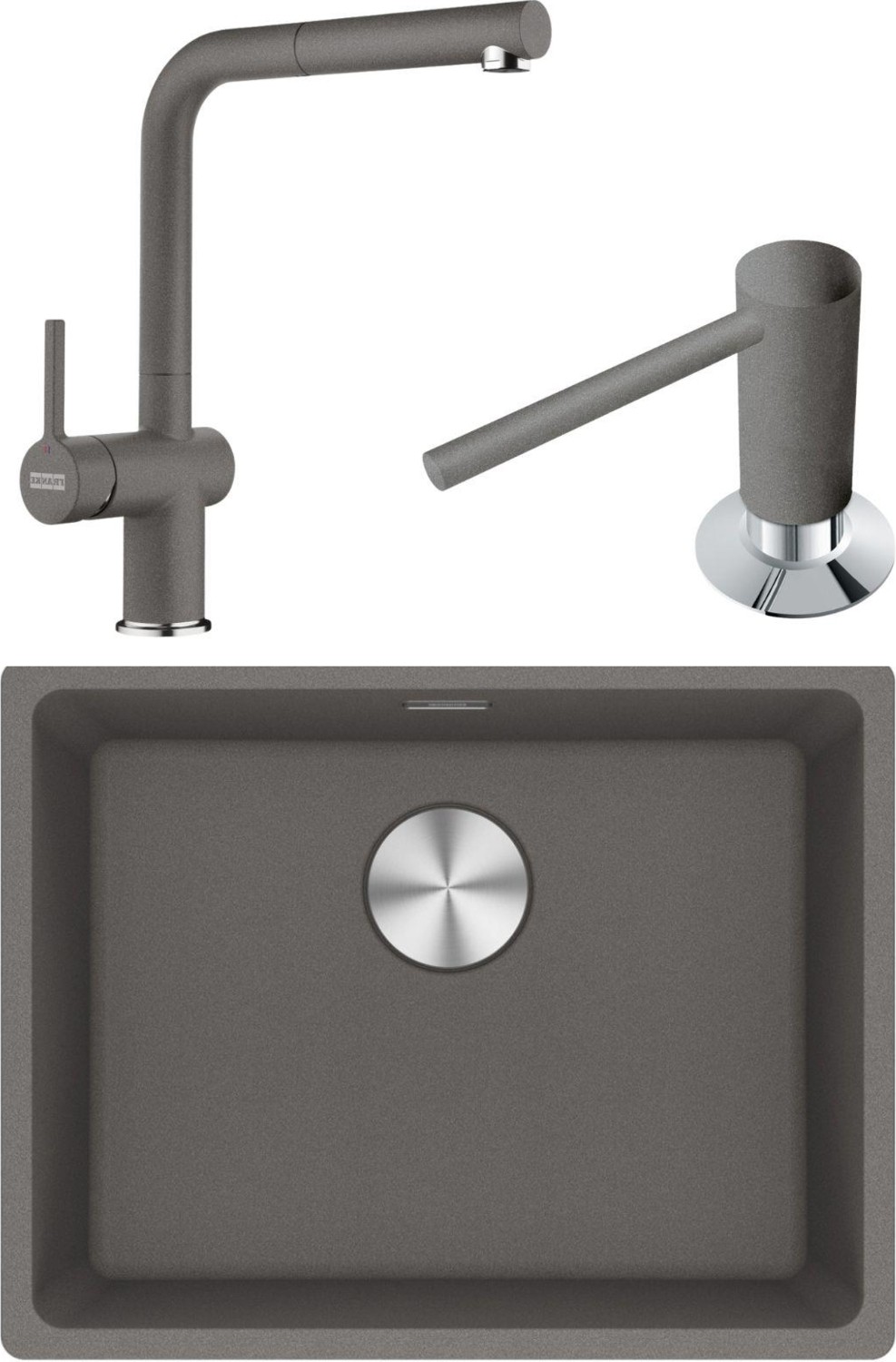 Maris Mrg 110-52 Granit Eviye-Active Plus Doccia 2.0 Armatür-Sıvı Sabunluk Üçlü Set Stone Grey