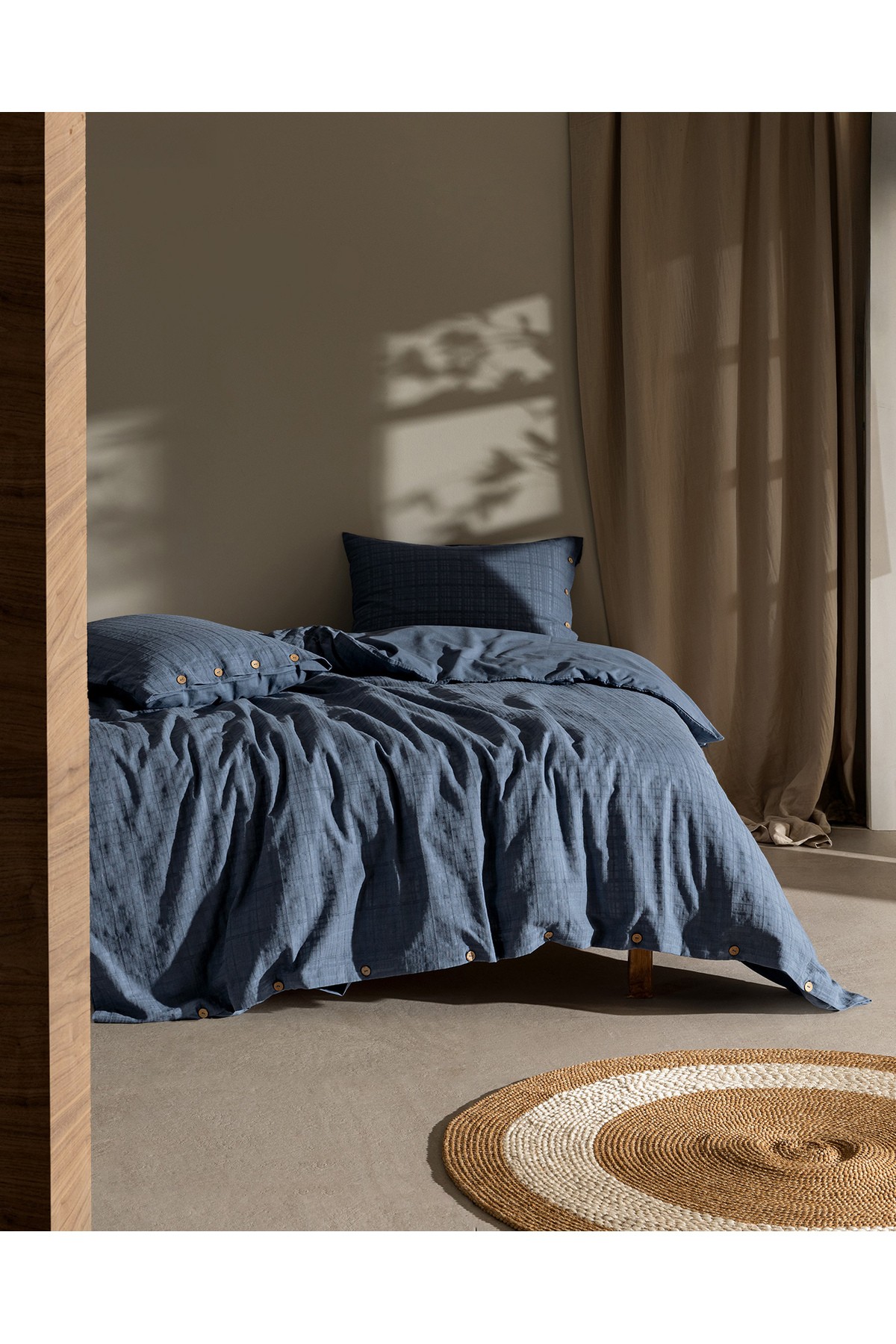 Lumiere King Size %100 Pamuk Armürlü Nevresim Takımı - Açık Gri
