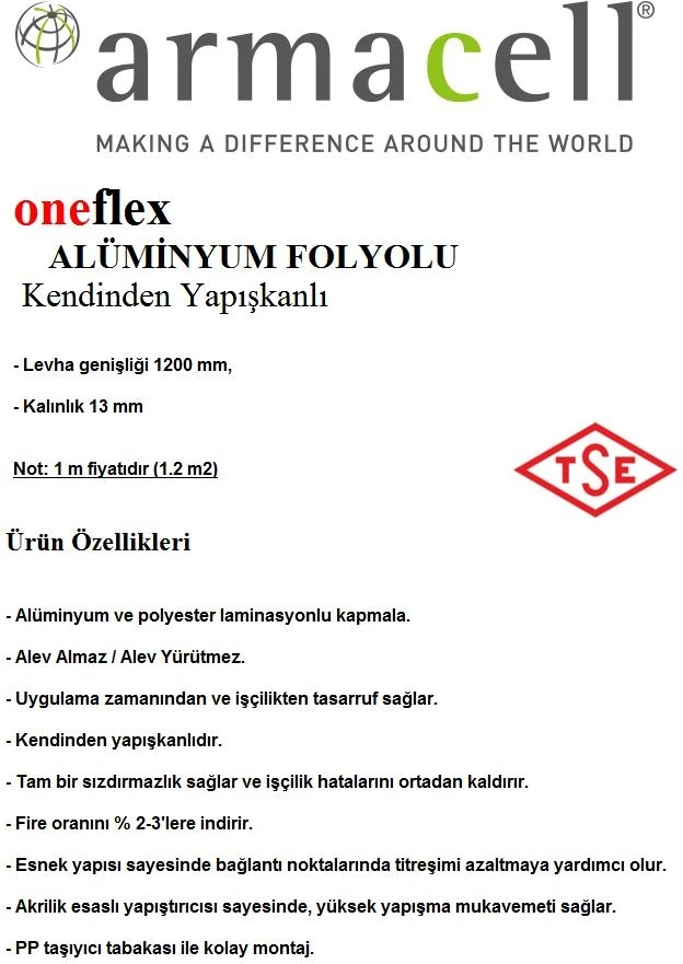 Armacell Kanal Karavan Oto Isı Ses Yalıtım 13 mm Folyolu Kendinden Yapışkanlı 1.2 M2 Tam Sızdırmazlık Araç Kamp Kaplama mair m Yalıtım Havalandırma