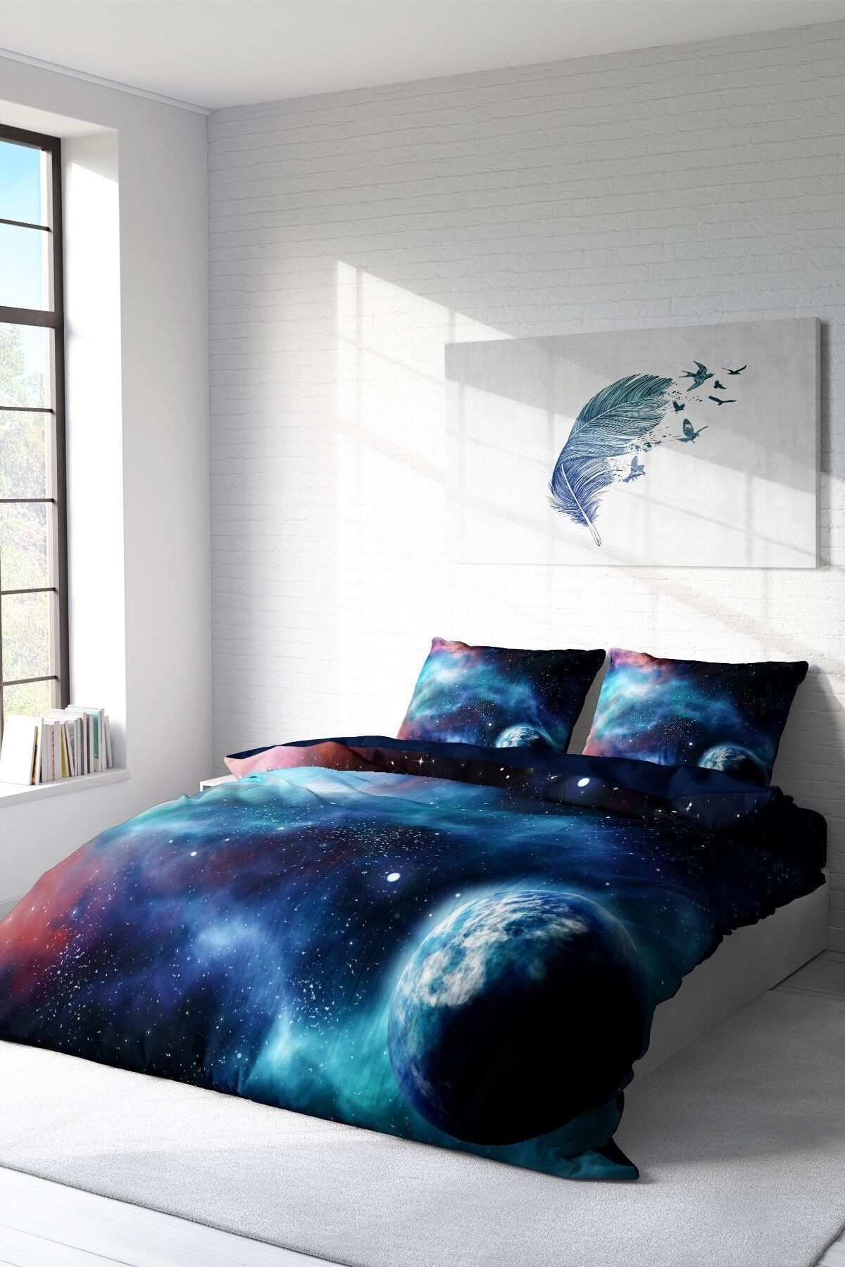 Nevresim Takımı %100 Doğal Pamuk Çift Kişilik 3d Digital Star Night