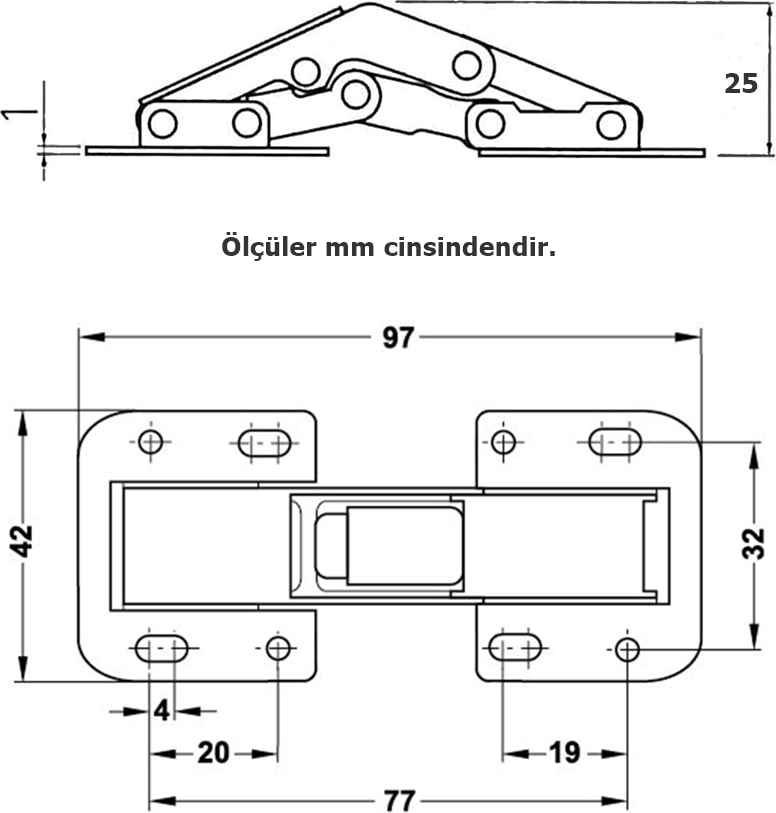 Tas Deliksiz Mobilya Dolap Menteşesi
