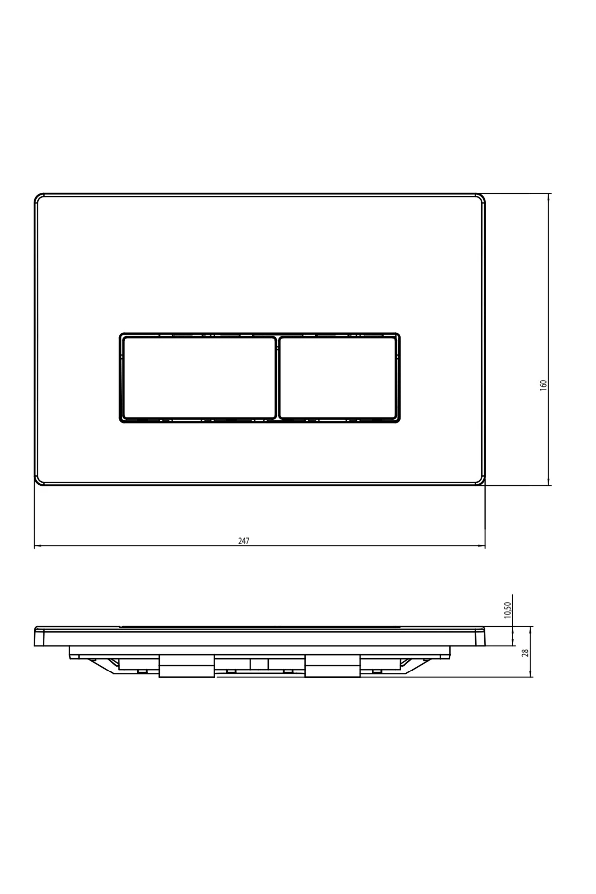 Serel Gömme Rezervuar Paneli Dik Dörtgen Formunda Parmak Izi Bırakmayan P580180 ECA Güvencesiyle