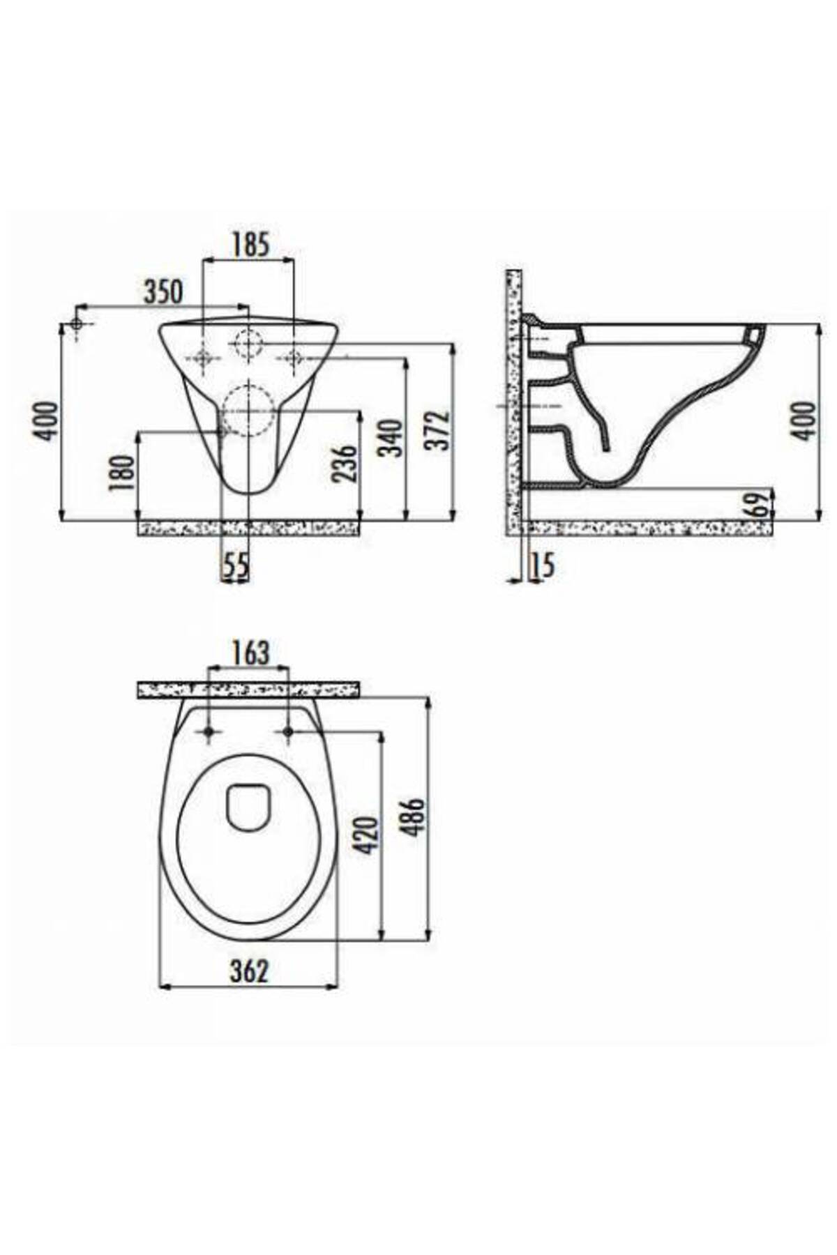 TP320 Asma Klozet Kapak plastik Menteşeli KC3000
