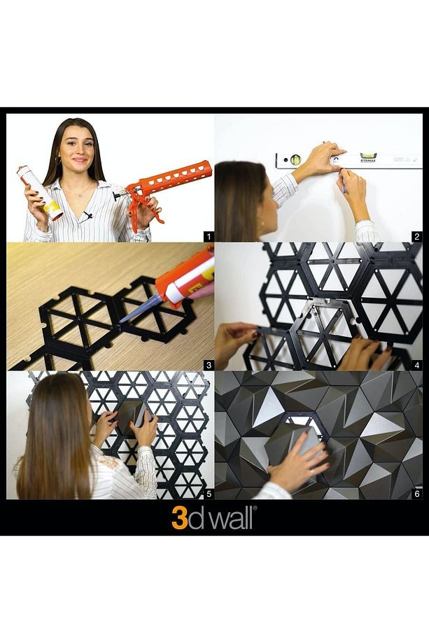 3 Boyutlu Dekoratif Duvar Paneli (-SİYAH-) (1M2)