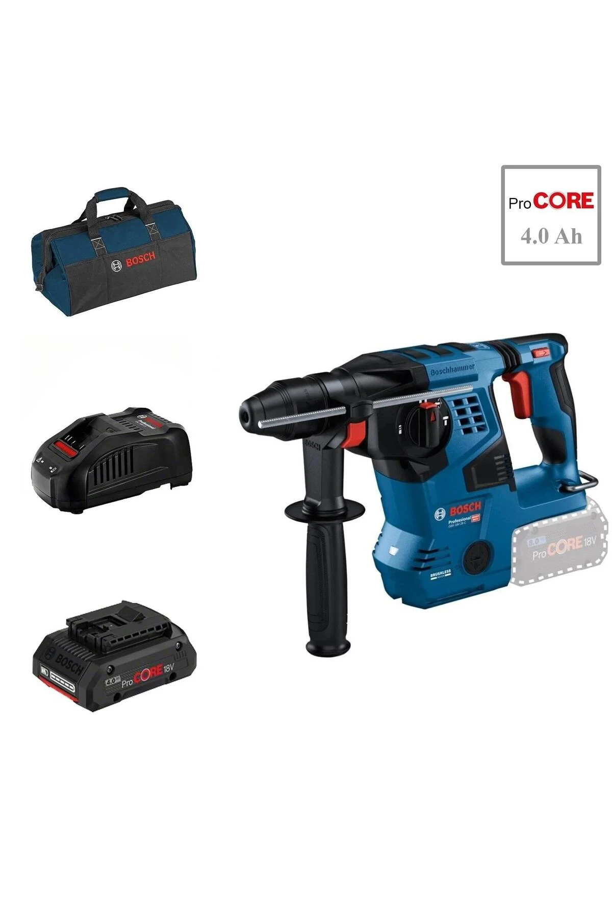 GBH 18V-28 C 1x4 Ah ProCORE Akülü Kırıcı Delici Bez Çantalı