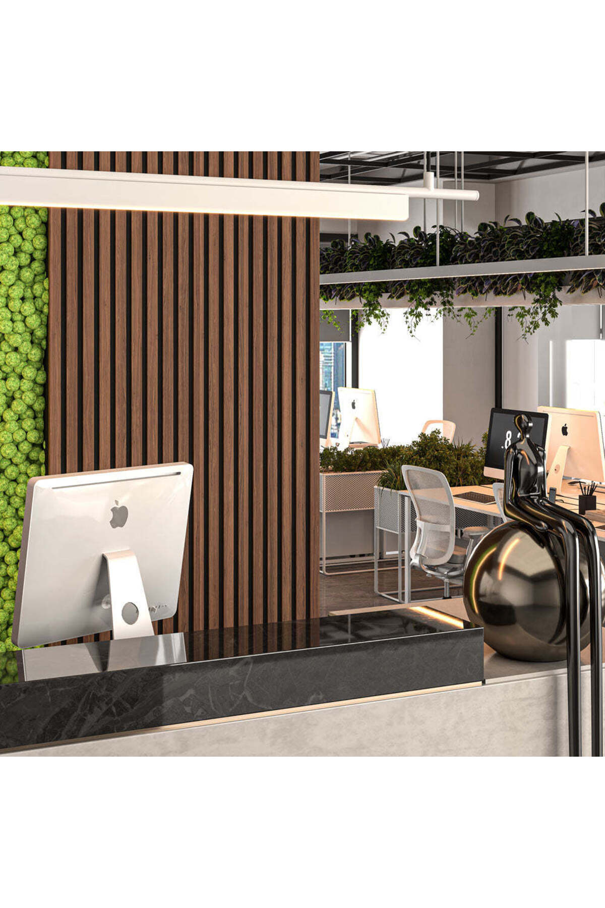 60x275 Cm Ceviz Plus Akustik Duvar Paneli / Mdf /4 Mm Keçe/ 8mm Çıta