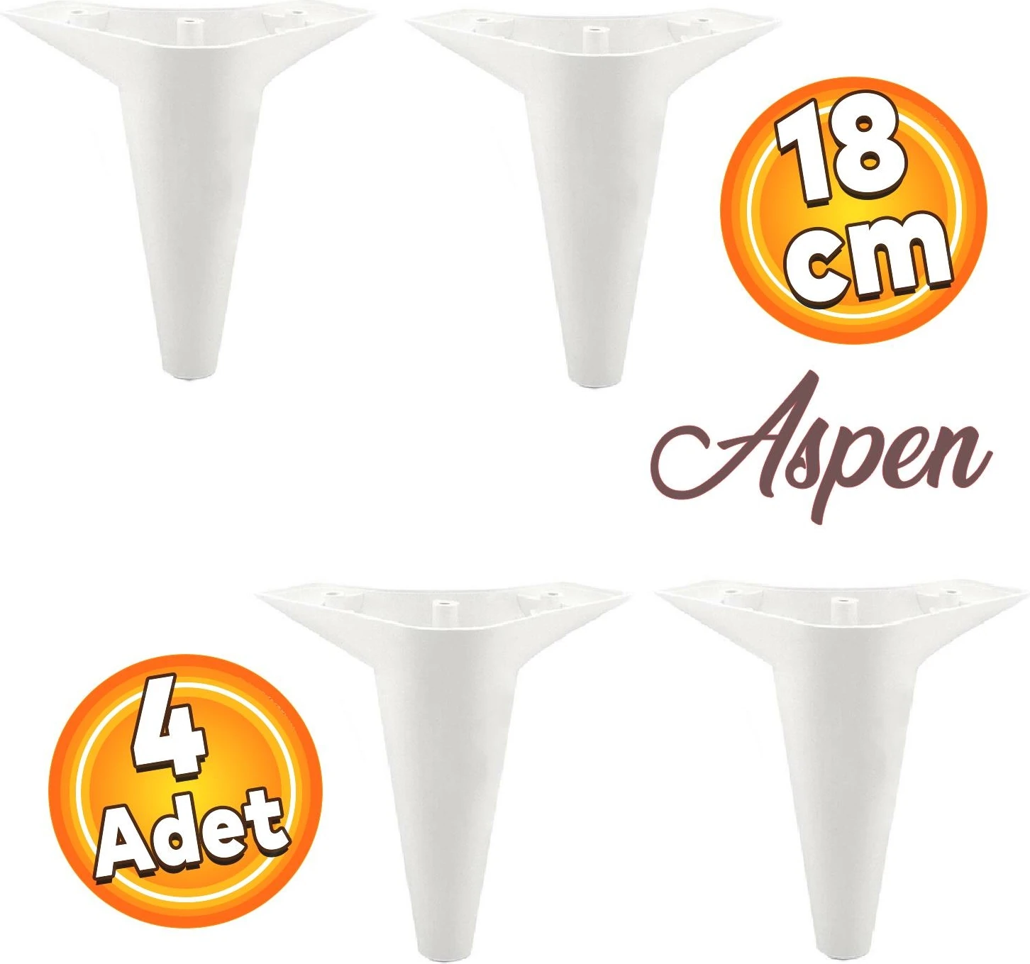Aspen Lüks Mobilya Kanepe Koltuk Tv Ünitesi Baza Ayağı Ayakları 18 Cm Beyaz Ayak (4 Adet)
