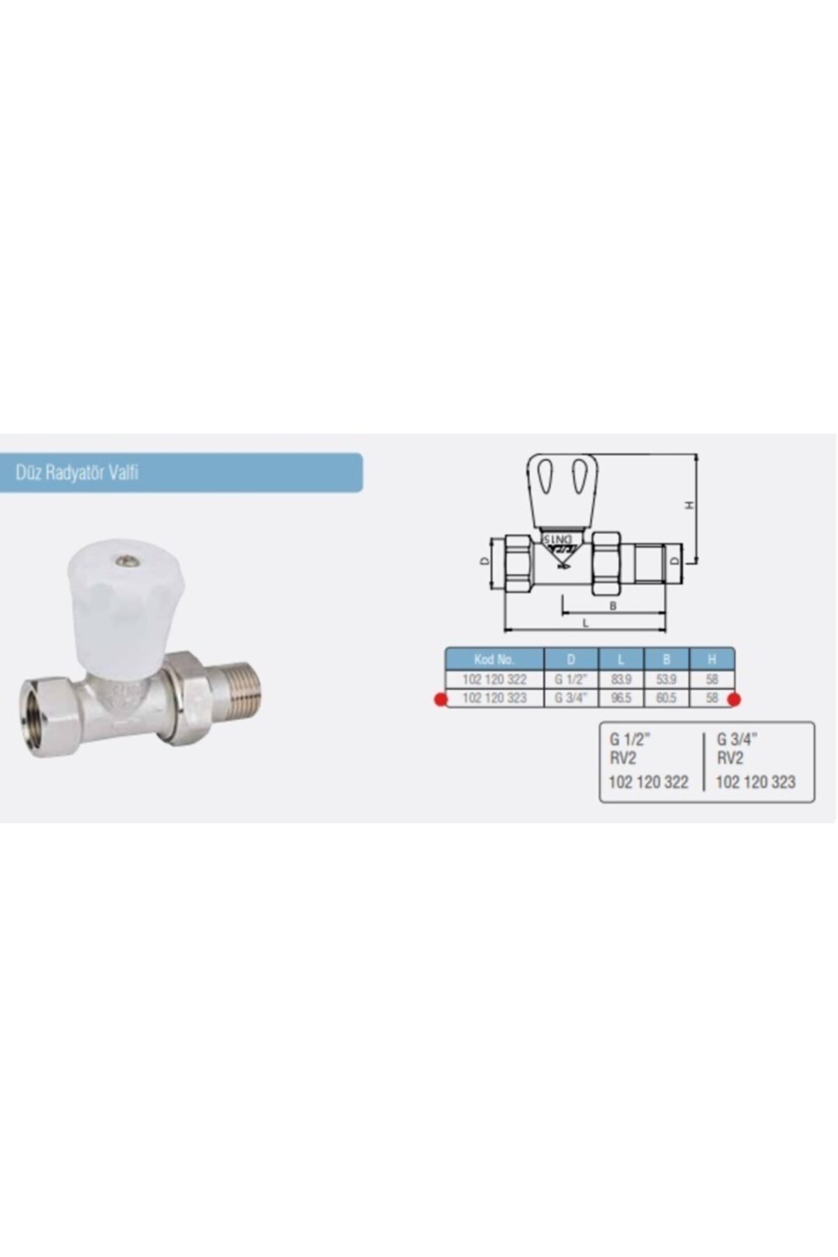 3/4" Düz Radyatör Valfi Rv2