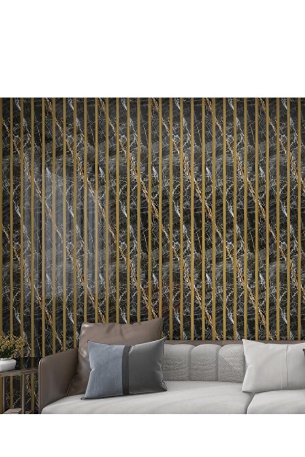 120cmx300cm Tek Parça Yapışkanlı Rulo Gold Mermer Desenli Parlak Duvar Paneli Kağıdı Florya QM0139