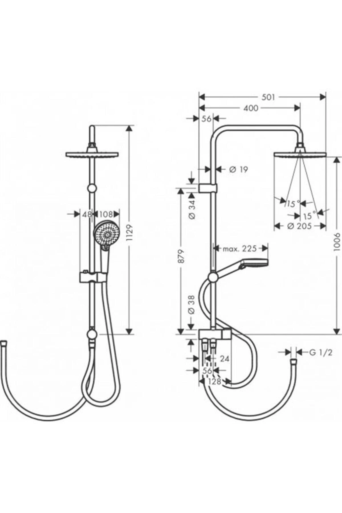 Vernis Blend Duş Kolonu Seti 200 1jet Reno Mat Siyah