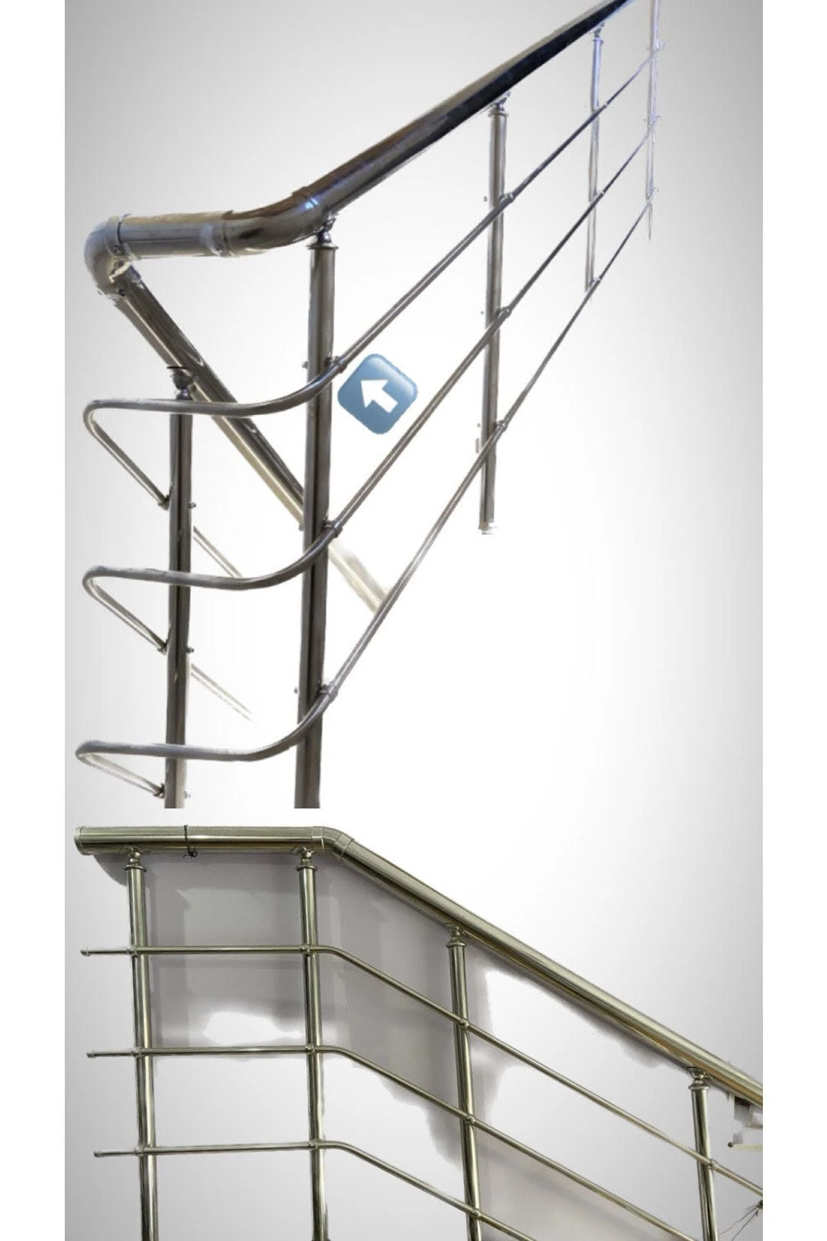 304 Kalite Paslanmaz Krom Merdiven Korkuluk 100 cm