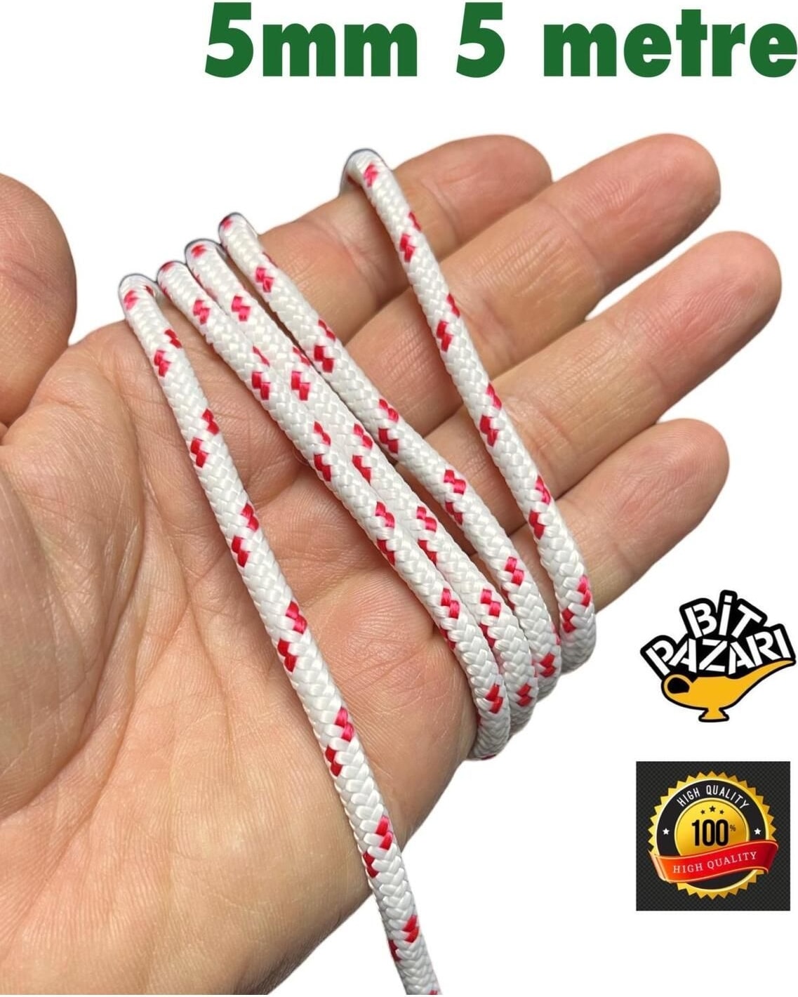 5mm 5 Metre Ipek Halat , Iskota Halat , Salıncak Ipi , Bağlama Ipi - Hamak Ipi