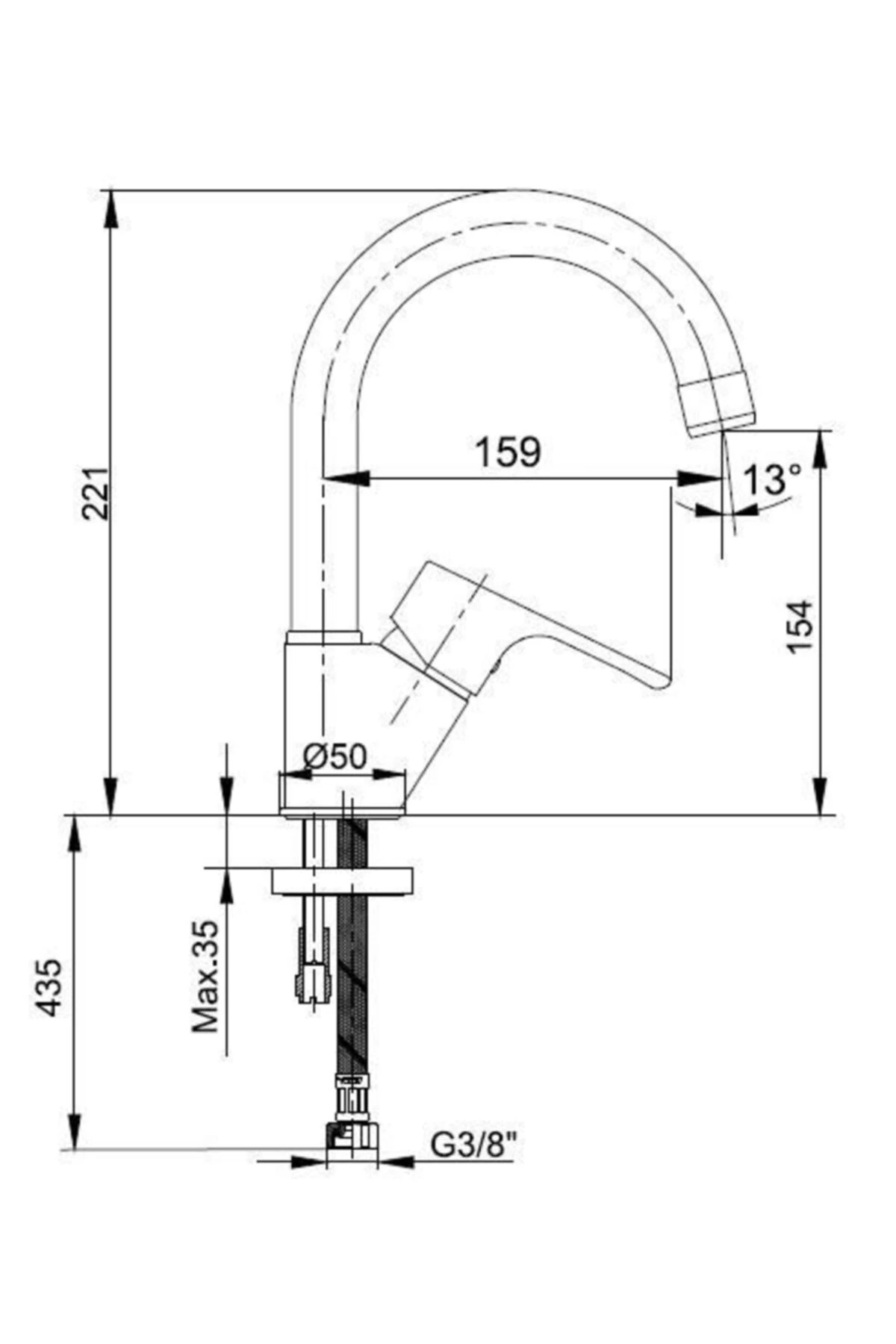 Niobe Kuğu Boru Lavabo Batarya 054+2 Filtreli Ara Musluk