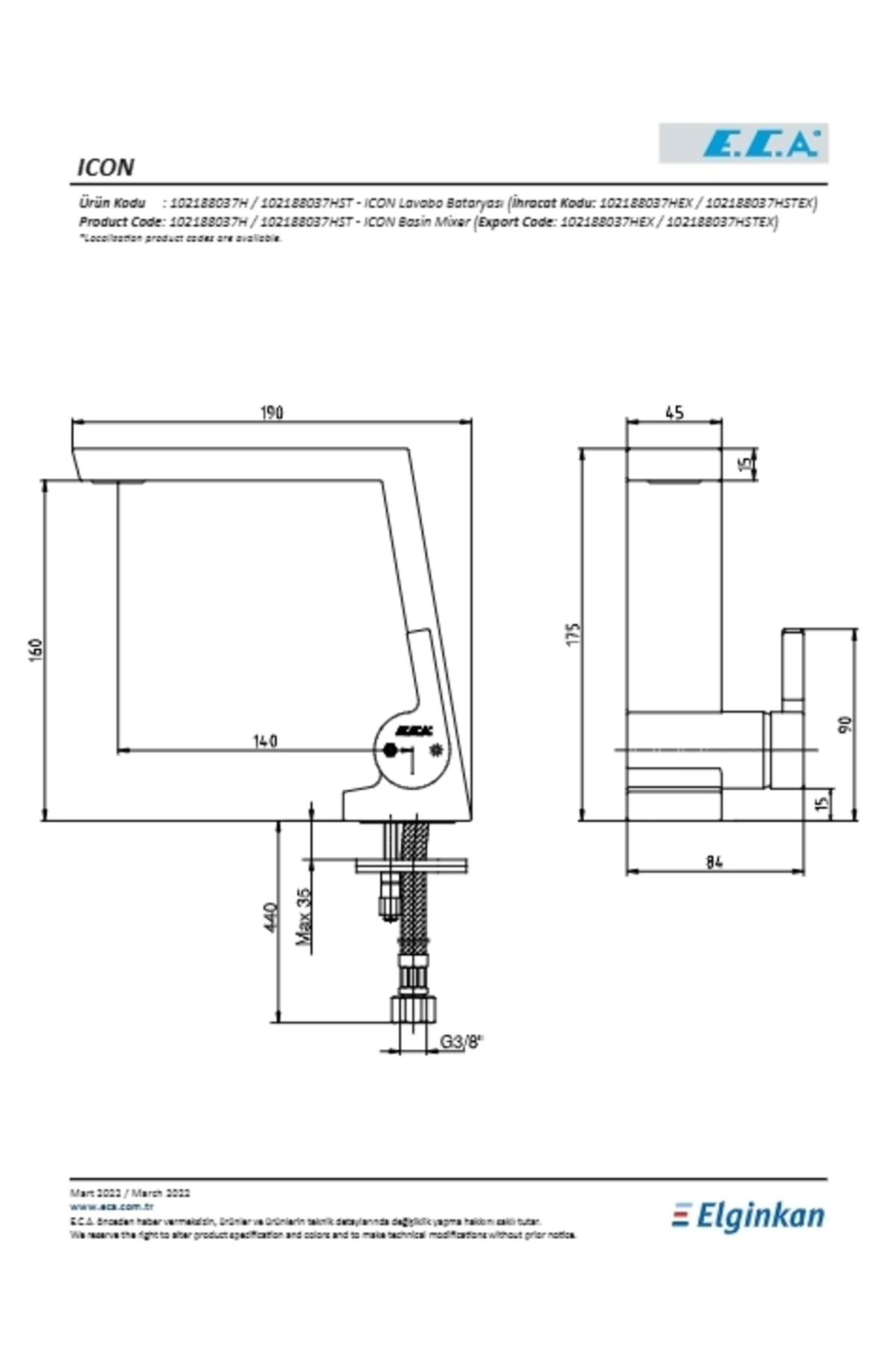 İcon Lavabo Bataryası