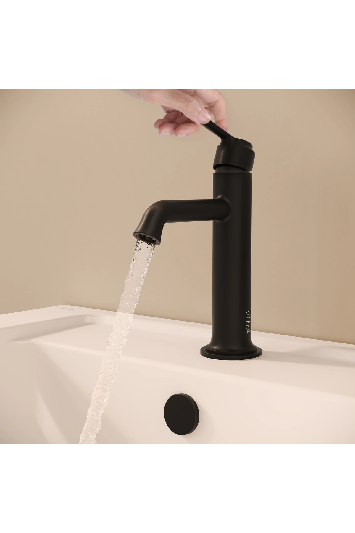 Origin A4288036 Üstten Kumandalı Lavabo Bataryası, Mat Siyah