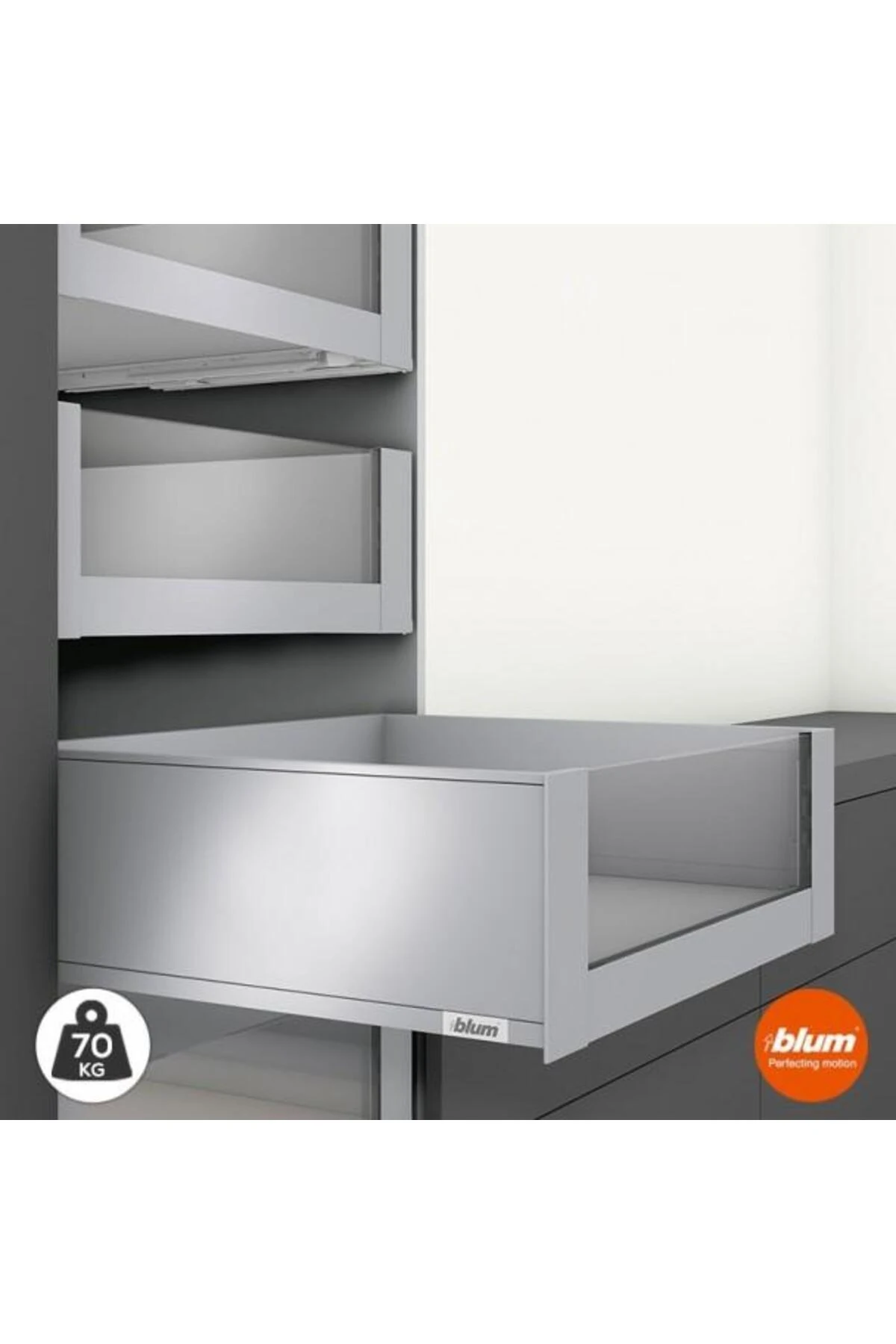 İç Kiler Çekmecesi Legrabox Pure C Yüksek Yanak Önü Camlı 35 Cm. Frenli Otion Orion Gri Ant