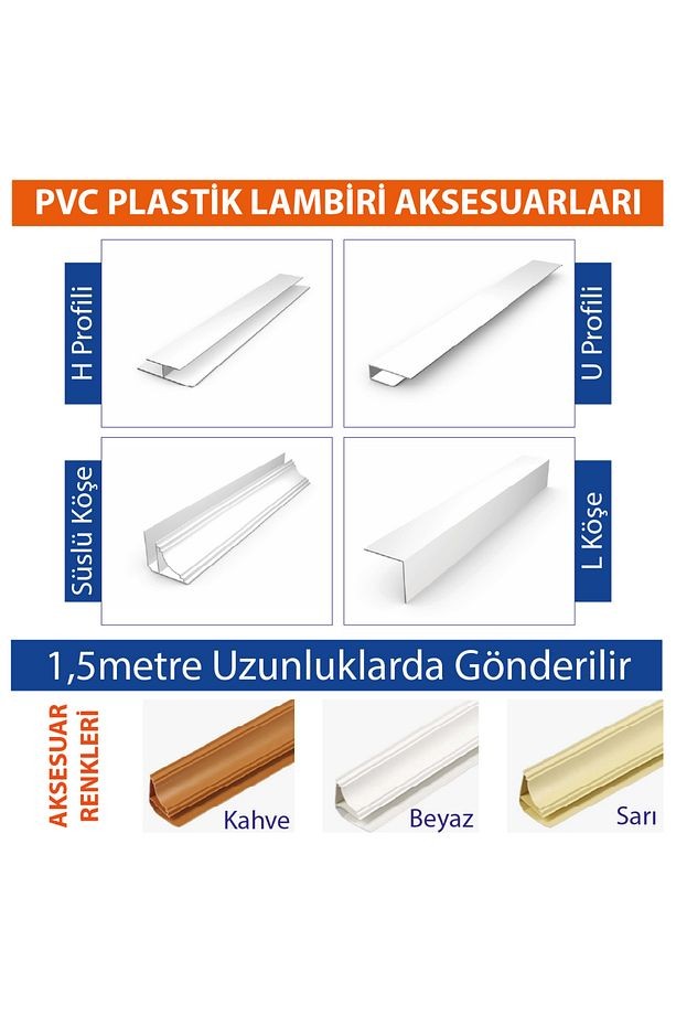 PVC Plastik Lambiri Aksesuarı Sarı H Bağlantı Profili 1,5m x 2 adet