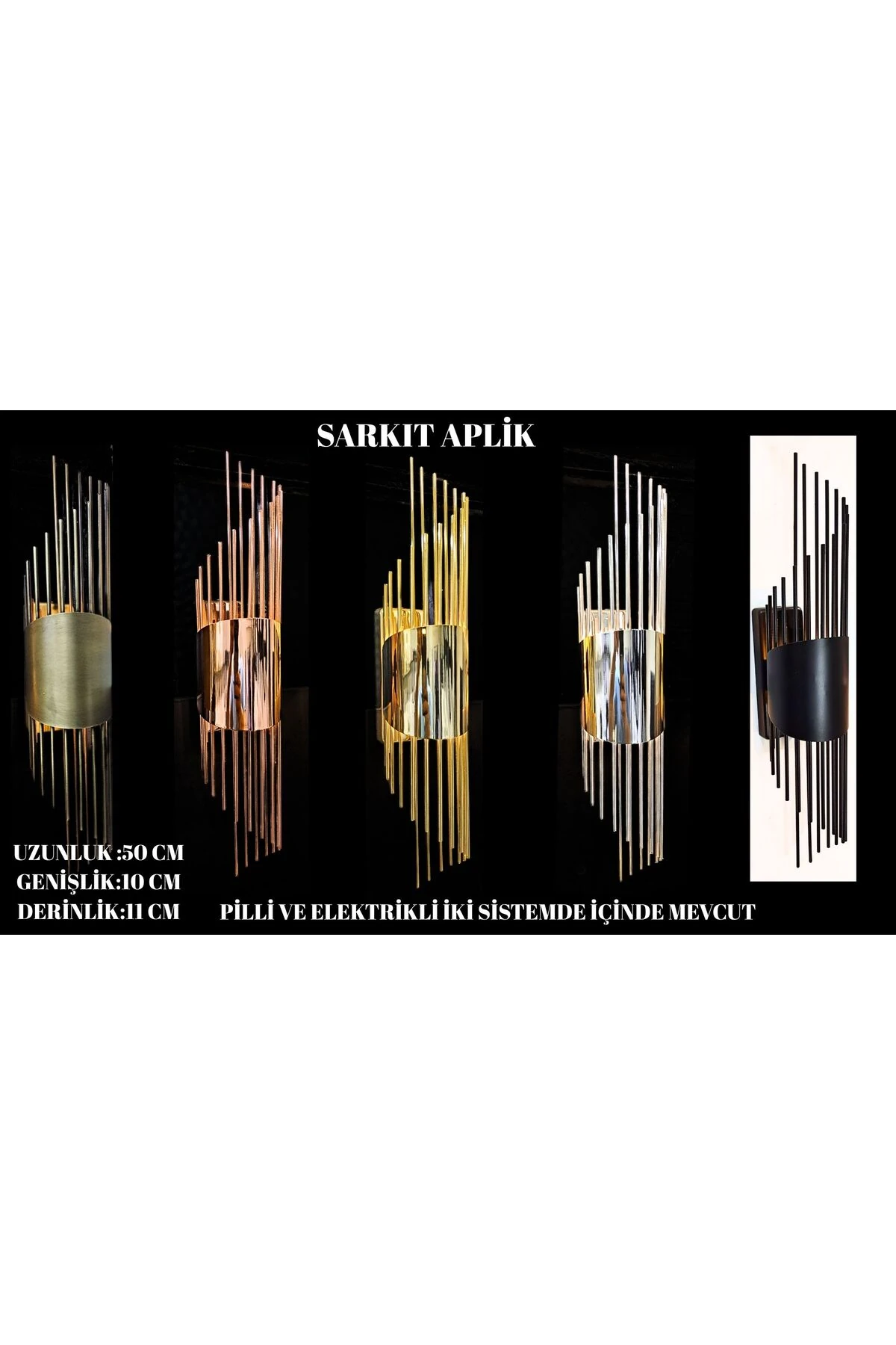 Sarkıt Aplik Eskitme, Pilli Aplik, Anahtarlı, Pilli Elektrikli Ledli Duvar Aplik, Gece Lambası